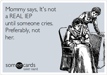 Mommy says it is not an IEP meeting until someone cried... preferably not her.