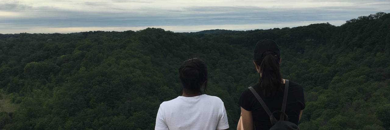 How Peer Support Helped Me Accept My Mental Illness as a Disability Nicole and a friend enjoying the view from a mountaintop.