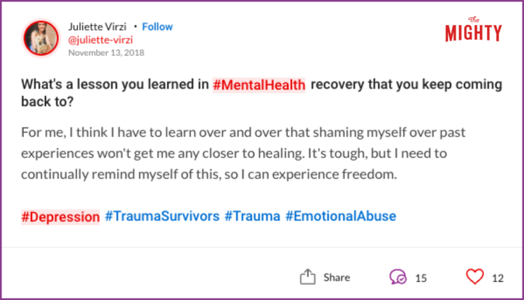 Question about mental health lessons related to trauma on The Mighty