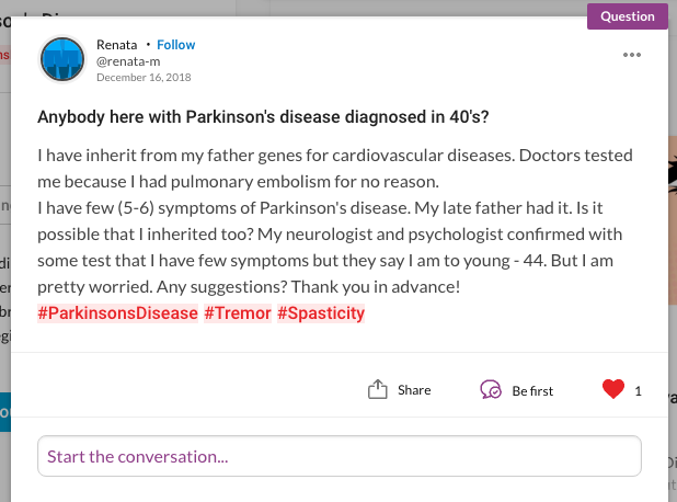 question about parkinsons diagnosed in your 40s