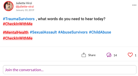 #TraumaSurvivors , what words do you need to hear today? #CheckInWithMe #MentalHealth #SexualAssault #AbuseSurvivors #ChildAbuse #CheckInWithMe