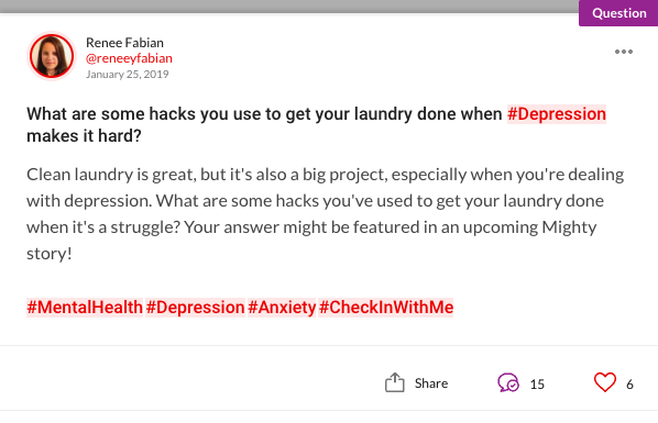 Mighty question about laundry hacks for depression