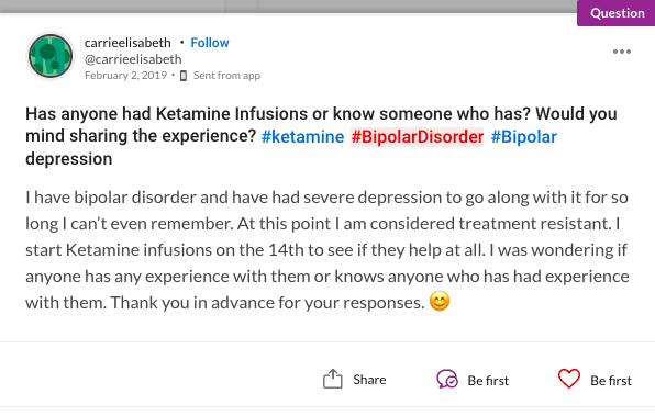 Ketamine infusion Mighty question