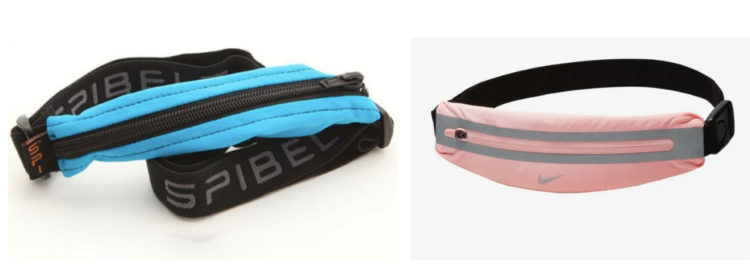 running belts, one blue and one pink