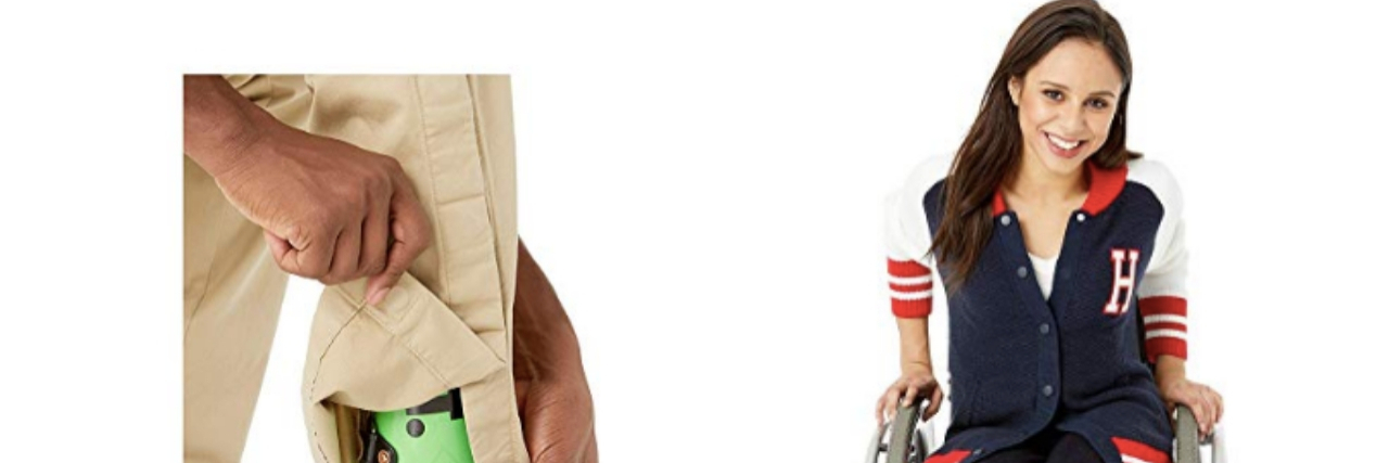 10 Stylish Outfits Using Tommy Hilfiger's Adaptive Clothing Line pants opening at hem and woman in sweater in wheelchair