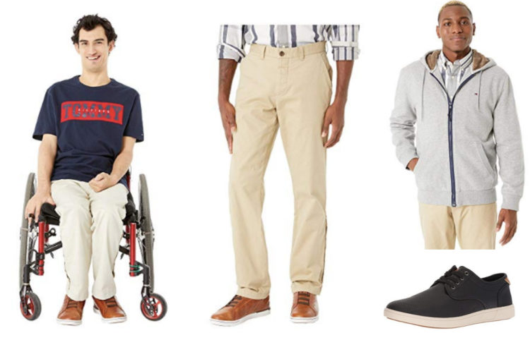tommy adaptive t shirt, chinos and sweatshirt, plus sneakers