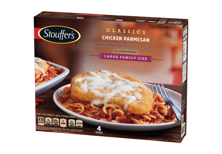 A photo of a box of Stouffer's chicken parmesan