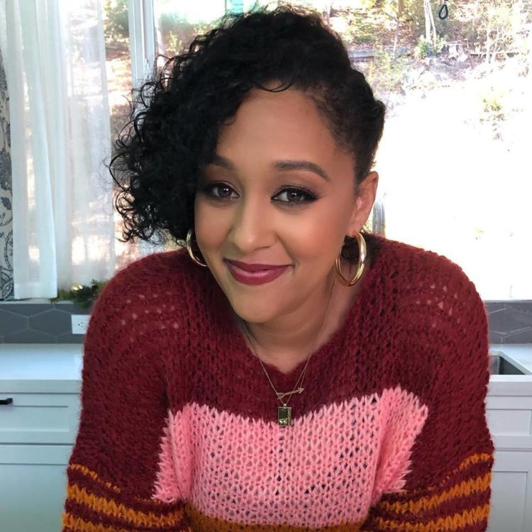 Tia Mowry Curly Hair Pink Sweater
