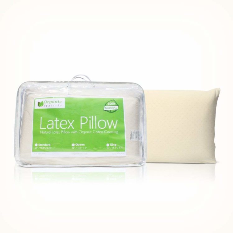 latex pillow in white and green bag