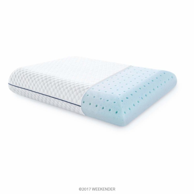 white and blue pillow with holes