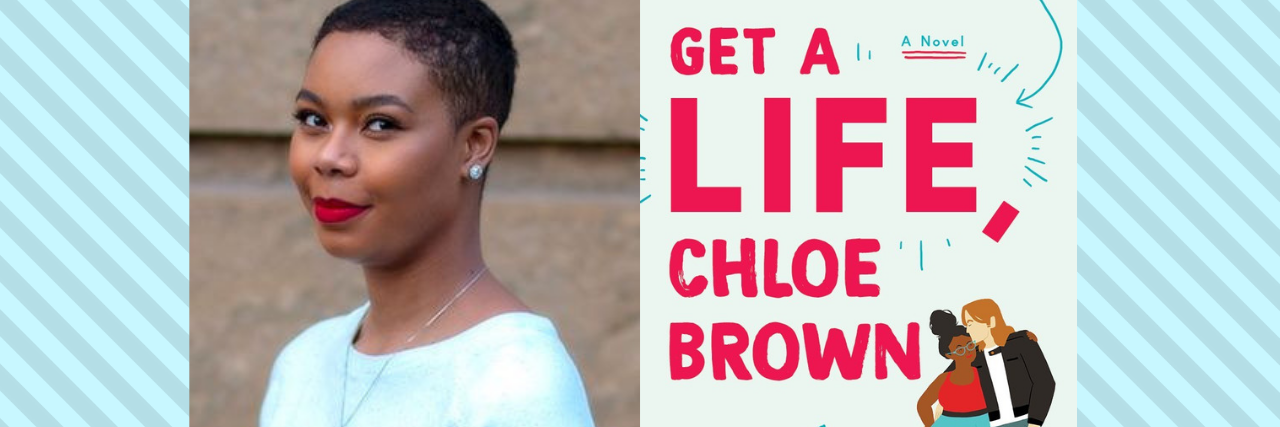 Novel 'Get a Life, Chloe Brown' Features Character With Chronic Pain left: author Talia Hibbert. right: cover of romance novel 'Get a Life, Chloe Brown'