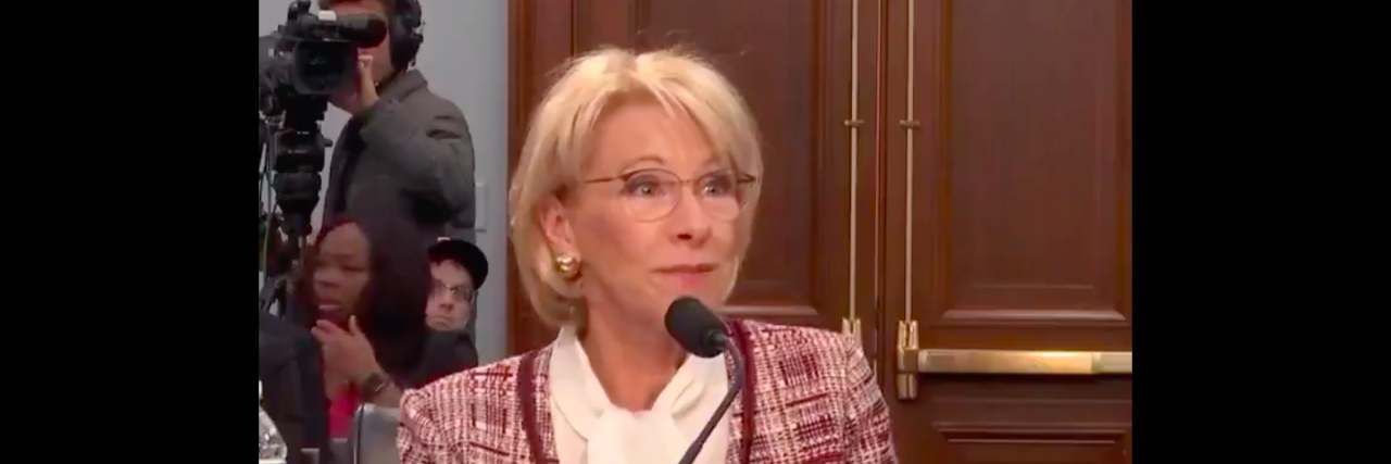 Betsy Devos screenshot from Rep. Mark Pocan's twitter video