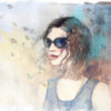 woman wearing sunglasses, watercolor painting