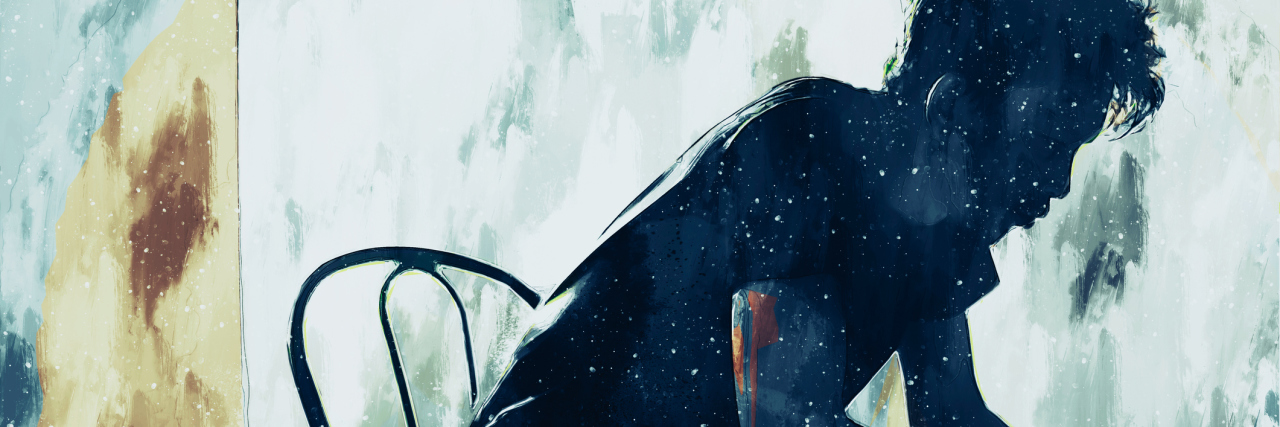 What It's Really Like Taking Antipsychotic Medication Digital painting of man sitting in chair thinking