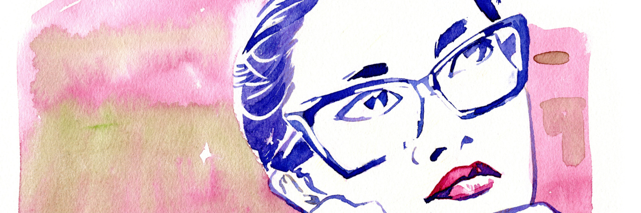 How Many Chances I Have to Be Wrong Every Day With Diabetes watercolor of woman wearing glasses