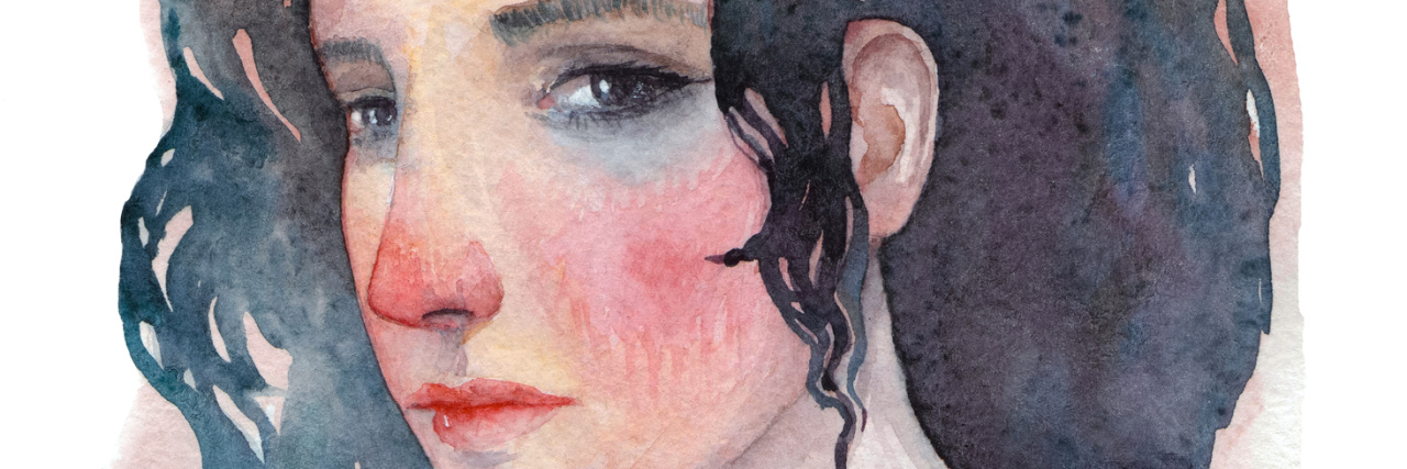 What It Looks Like to Have Parent-Carer Burnout A portrait of a girl painted in watercolor. Isolated on white background.