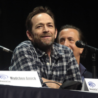 Image of Luke Perry speaking on a panel.