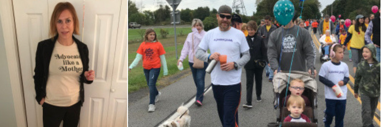 What I've Learned From the Parent Community of Kids With Disabilities Woman wearing shirt that reads: advocate like a mother. Buddy walk.