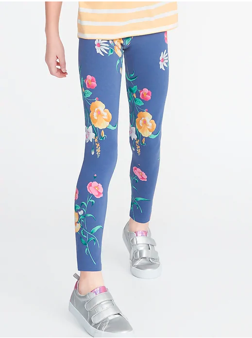 Old Navy leggings, blue with flowers.