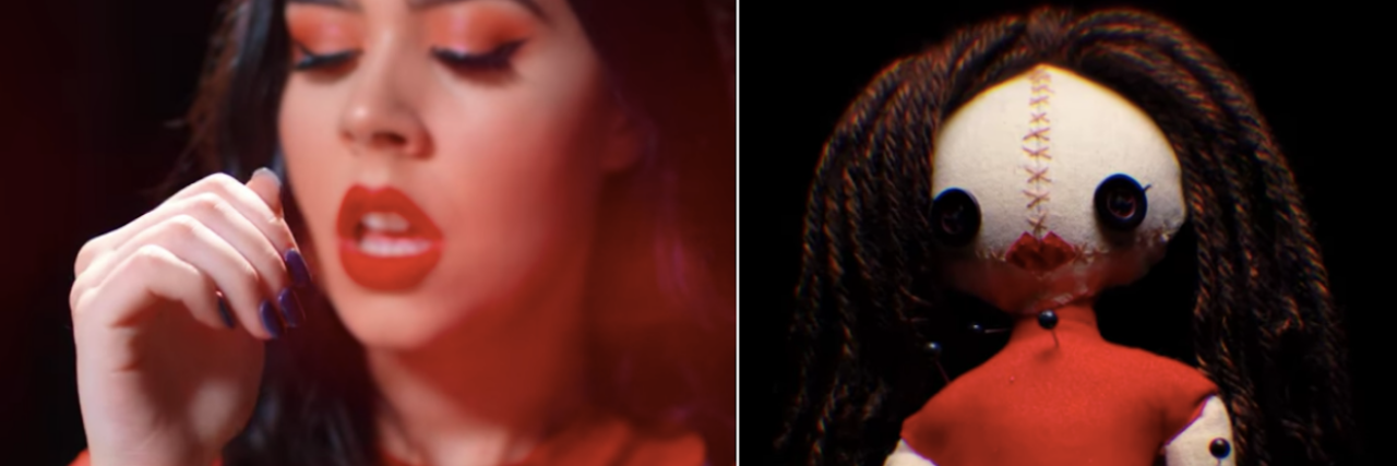 Yours Truly Releases New Single About Ehlers-Danlos Syndrome Mikaila Delgado and a voodoo doll from "I Can't Feel" music video