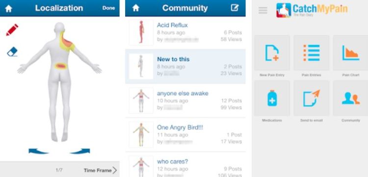 catch my pain app screenshots