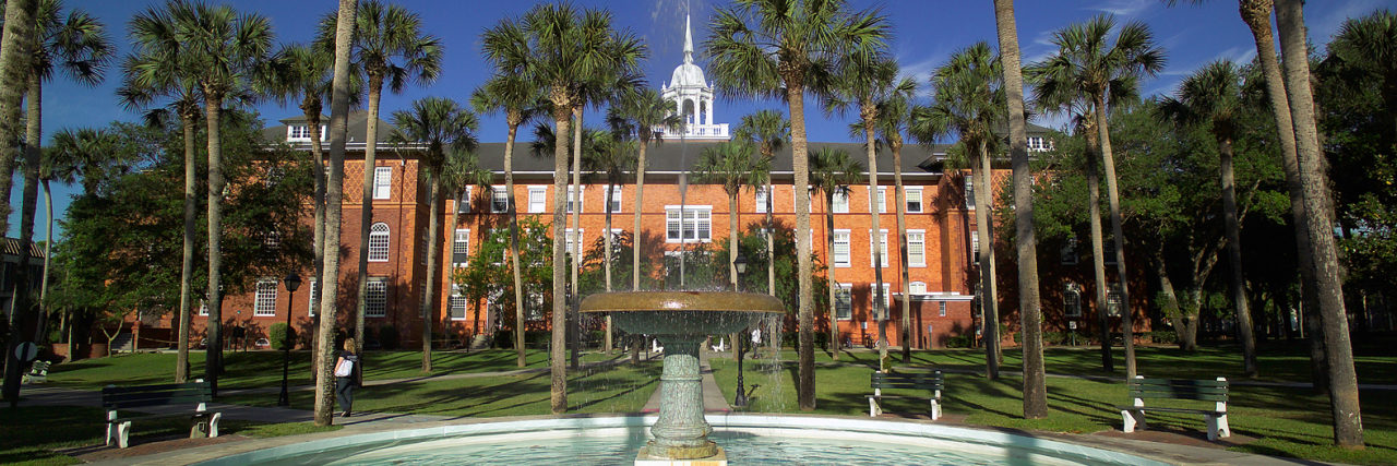 Fighting for Accessible Housing as a Disabled College Student Stetson University campus fountain and buildings.