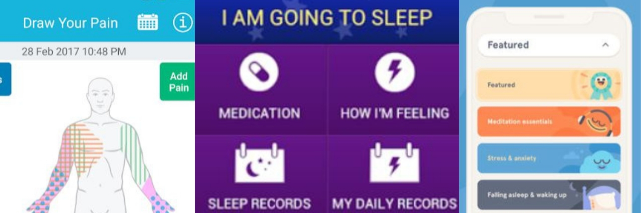 The Best Apps for Managing Fibromyalgia three fibro apps screenshots