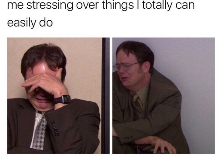 the office stressing Dwight crying
