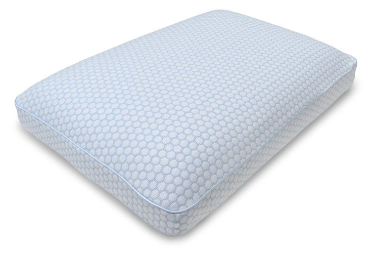 memory foam pillow with gel blue and white