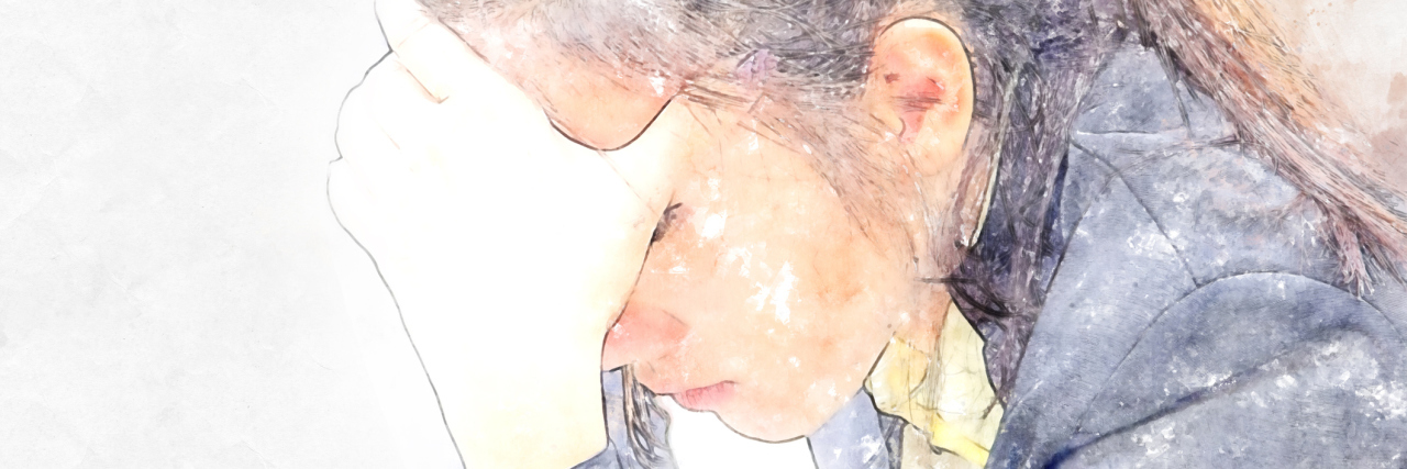 What My Thyroid Flare-Ups Feel Like Abstract business women sad from work hard on watercolor painting background.