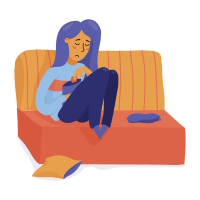 A woman sitting on a couch