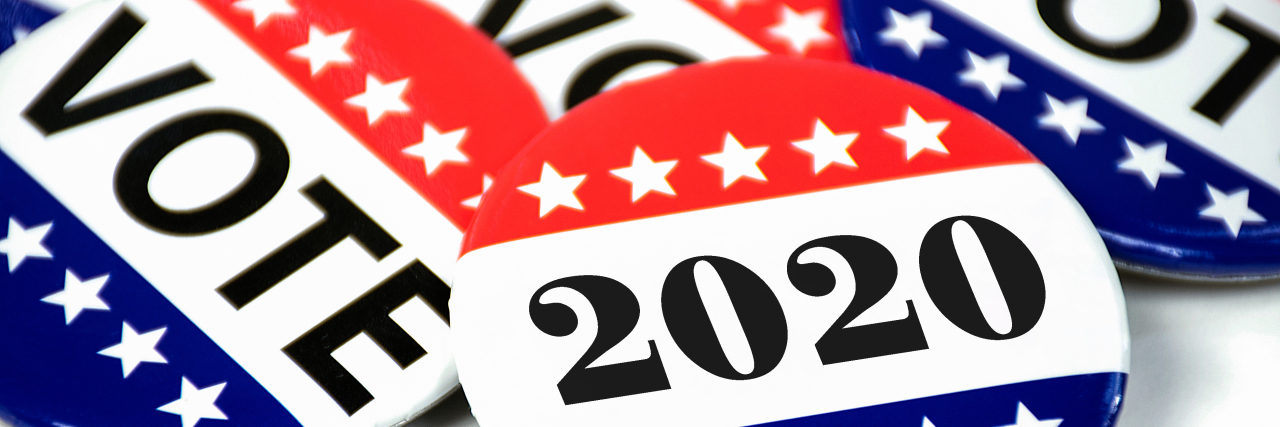 Disability Rights and the 2020 Presidential Candidates Election voting pins for 2020.