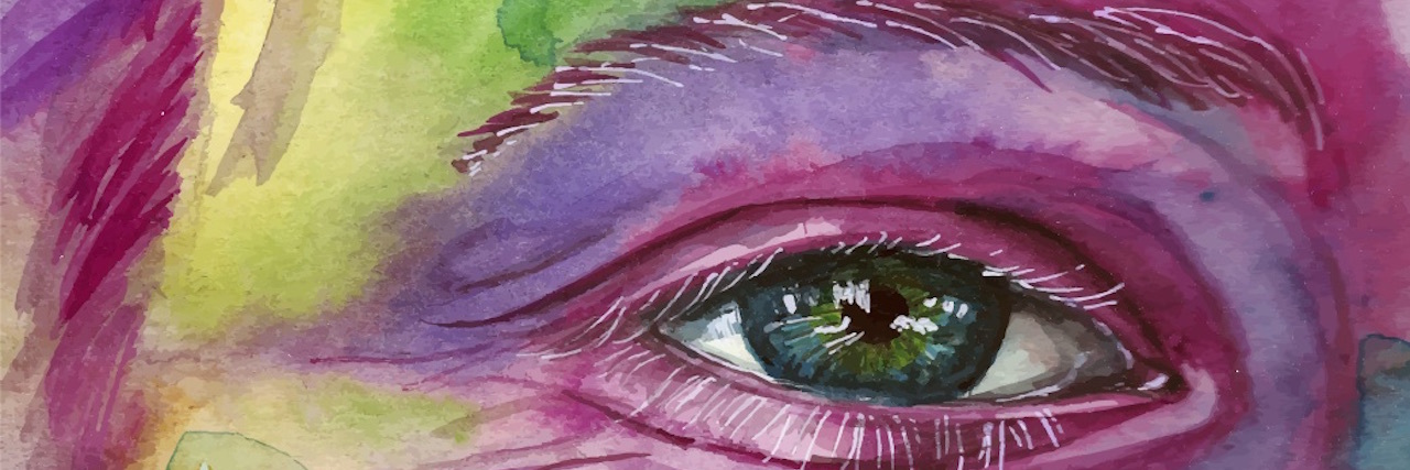 Experiencing Physical Changes With Adrenal Insufficiency and Steroids Illustration, watercolor of an eye and face