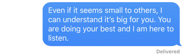 Even if it seems small to others, I can understand it's big for you. You are doing your best and I am here to listen.