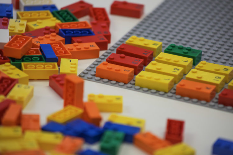 Lego Braille Bricks on a table