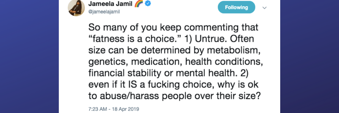 Jameela Jamil Posts Twitter Thread About Weight Discrimination