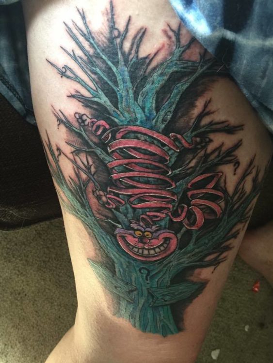 Liz B.'s Cheshire cat tattoo 