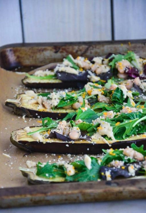 eggplant white beans toast the healthy apple