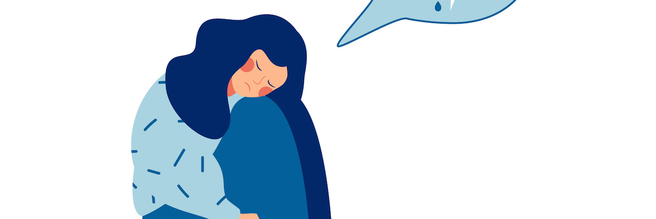 Anxiety and Depression: It Feels Like My Friends Have Abandoned Me illustration of a young girl hugging her knees into her chest