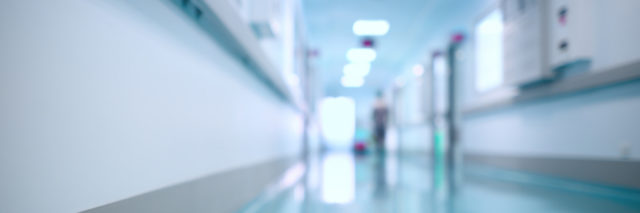 blurred hallways of a hospital