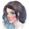 Watercolor image of sad woman