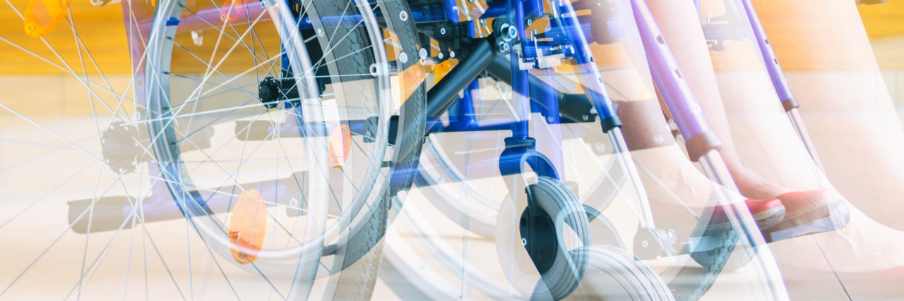 Developing a Chronic Illness as Someone With a Disability Woman in wheelchair, double exposure image.