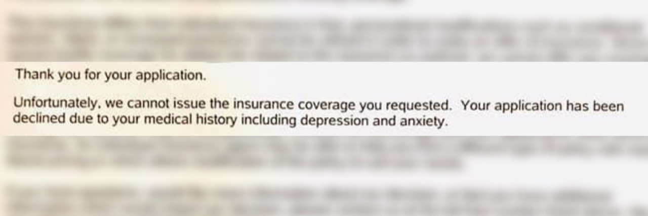 Woman Denied Life Insurance Because of Mental Health History Melissa Hays' life insurance denial letter from Securian Financial header