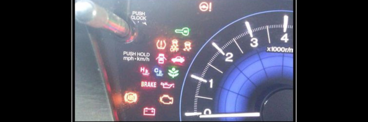 if cars had ME... all the dashboard lights are on, indicating malfunction