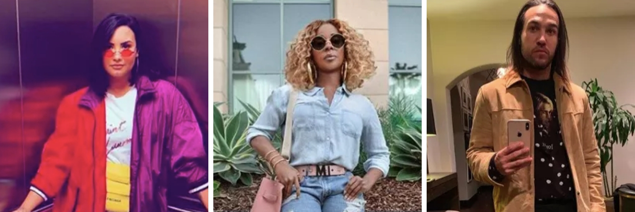 Celebrities Who Have Talked About Experiencing Suicidal Thoughts From left to right, photos of Demi Lovato, Mary J. Blige and Pete Wentz