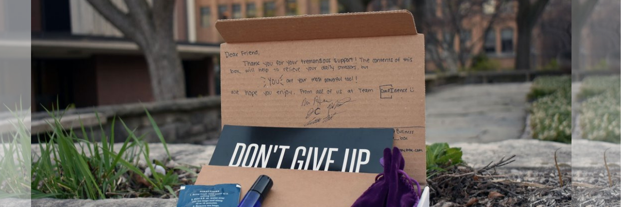 College Students Launch ConfIdence Kit to Help Students' Mental Health a picture of a white box with items inside