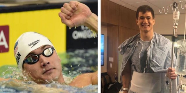 nathan adrian in pool and at hospital