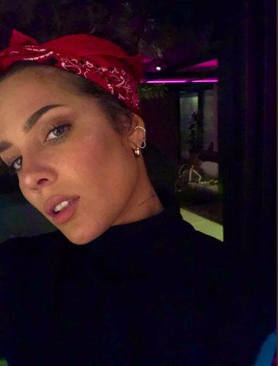 Image of Halsey wearing a red bandana