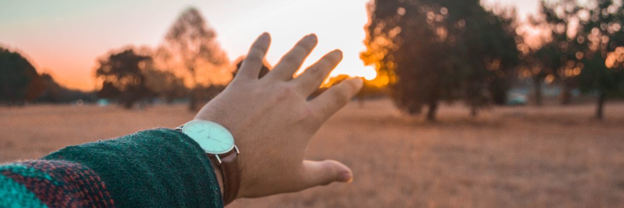 You're Not Alone If Damage to the Environment Causes Anxiety photo of woman's hand reaching out to sunset in area with trees