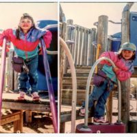 little girl with CHD on the playground